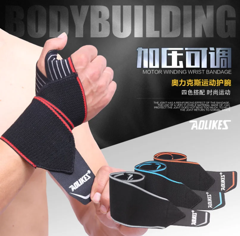 

By DHL 100pair AOLIKES Sports Wrist Bands Wrist Support Strap Wraps Hand Sprain Recovery Wristband For Cycling Tennis Gym Strap