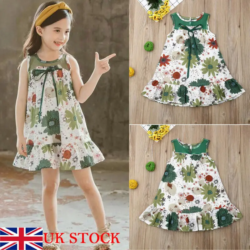 

Toddler Kids Baby Girls Clothes Floral Casual Summer Dress Sundress Clothes 0-5Years UK