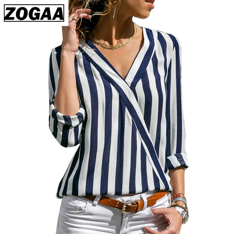 

Women Striped Blouse Shirt Long Sleeve Blouse V-neck Shirts Casual Tops Blouse et Chemisier Femme Blusas Mujer de Moda 2018
