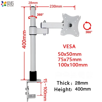 

Desktop 14-27" LCD LED Monitor Holder Arm Full Motion Pole Mount Monitor Arm LCD TV Desk Clamp Mount Max Loading 6.5kg