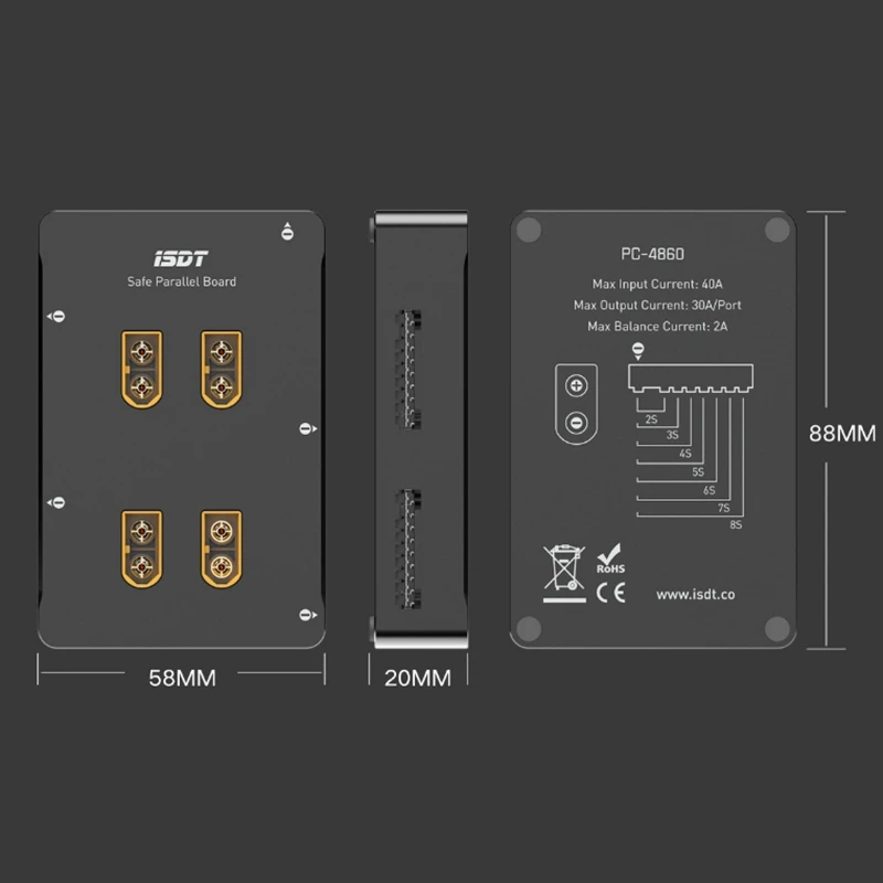 ISDT Pc-4860 безопасная параллельная плата 1 S-8 S 30A выход Xt60 Cnc параллельная плата зарядки