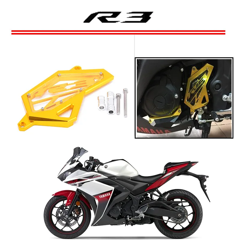 

Motorbike CNC Aluminum Front Sprocket Chain Guard Cover Left Side Engine GOID For 2014 2015 2016 YAMAHA R3 R25