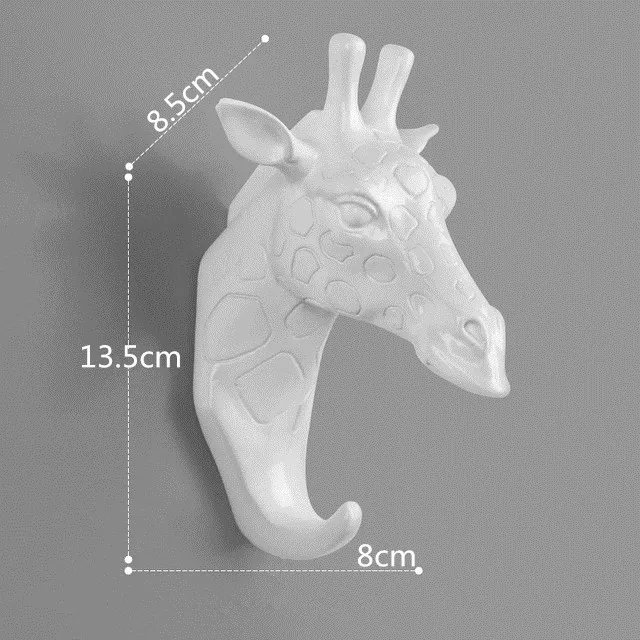 3D голова животного декоративный крючок для хранения смолы ремесло Органайзер держатель для ключа колпачок одежда Фреска хранения крюк вешалка для украшения - Цвет: W5