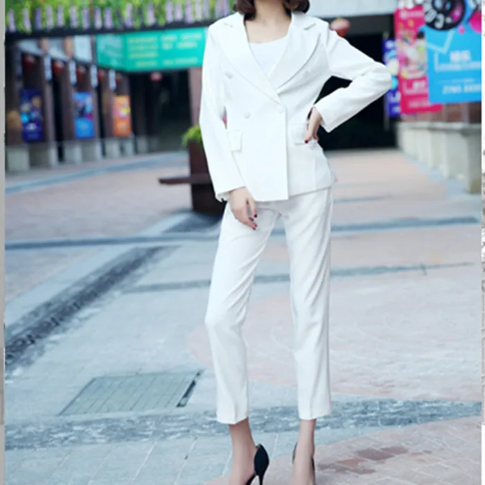 Весна и Осень Корейская версия повседневной белой профессиональной одежды костюм женский девять брюки два комплекта моды тонкий