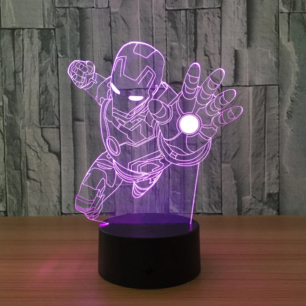 Светодиодная лампа Железного человека 7 цветов 3d ночник для сна детей|led night light|night