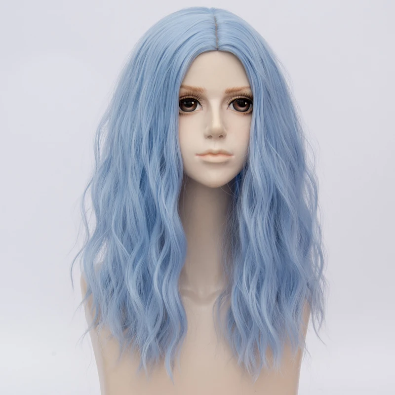 

50cm Lolita Fluffy Halloween Long Curly Light Blue Cosplay Wig Heat Resistant