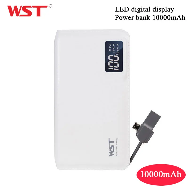 

WST10000mAh Portable Charger Ultra Thin Battery Pack Li Polymer Power Bank with LCD Digital Display Slim Power bank
