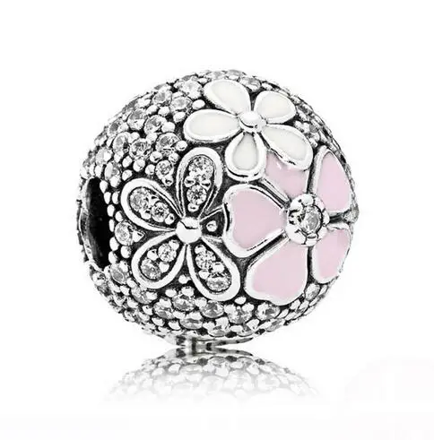 

Authentic 925 Sterling Silver Bead Charm Poetic Blooms Fixed Clip Lock Stopper Beads Fit Pandora Bracelet Bangle Diy Jewelry