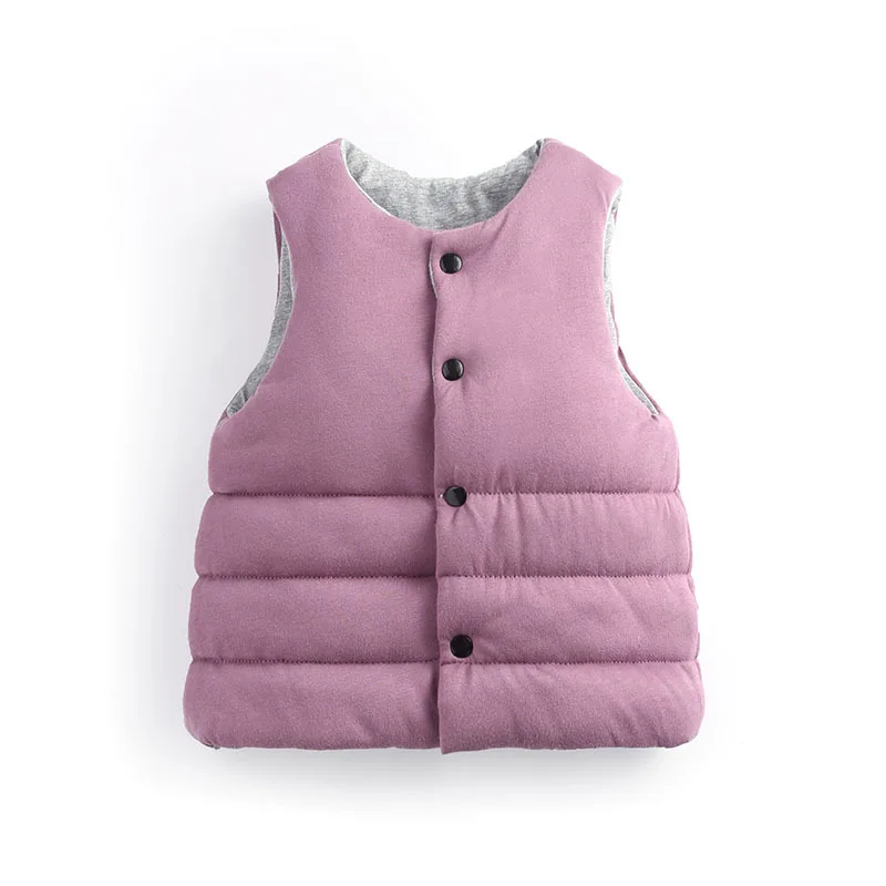 Kids Vest Warm Soft waistcoat O neck Single Button Sleeveless Solid