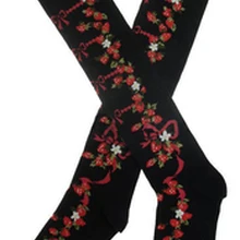 Милые чулки в Стиле Лолита, принцесса, королевское утолщение, хлопок, до колена, vintagegothic, черные и красные чулки с розами KCCW20