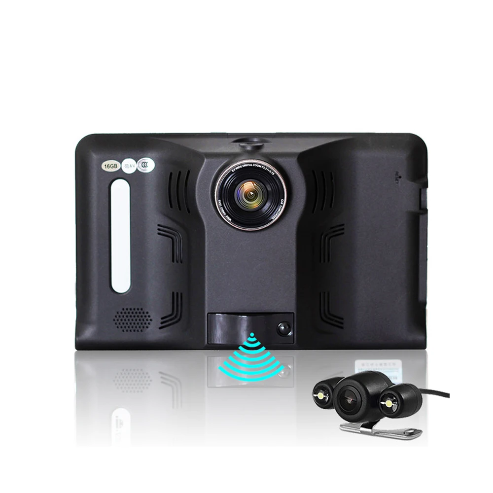 

AmfoDVR 7' Car DVR Recorder Camera with Radar Detector Android 1080 GPS Navigation 3 in 1 Dual Lens RearView Cam Parking Monitor