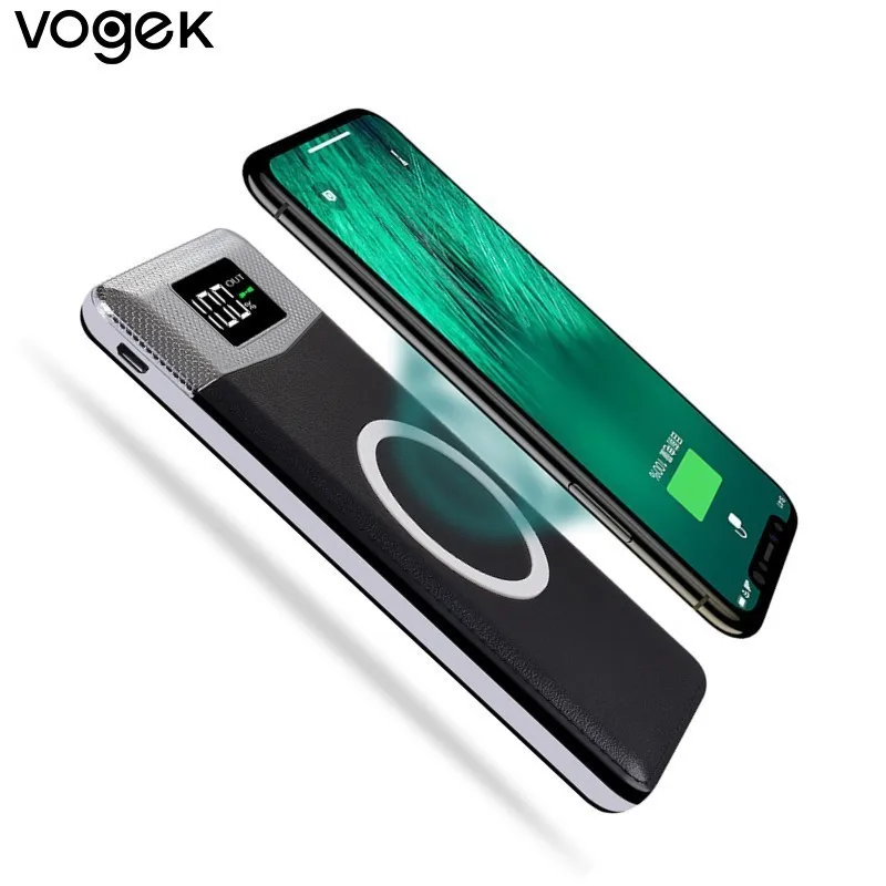 Беспроводное зарядное устройство Vogek 8000 мАч QI внешний аккумулятор для iPhone Samsung с