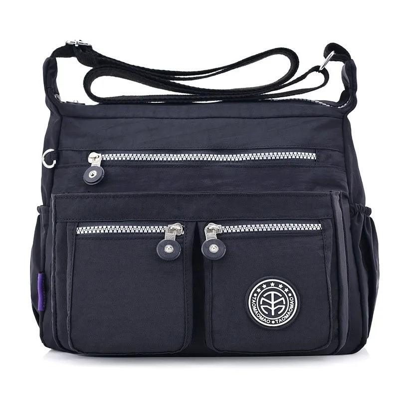 TTOU Женская мода сумки на плечо для женщин дизайнерские водонепроницаемые нейлоновые сумки на молнии кошельки сумка через плечо - Цвет: Черный