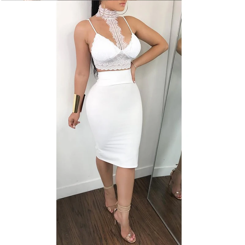 

Women 2 Piece Lace Up Dress Party