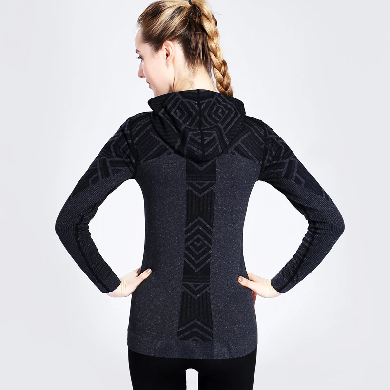 

Women Sport Jackets Zipper Hooded Running Coat Quick-dry Long-sleeved Gym Sweatshirt Fitness Outerwear Top chaquetas