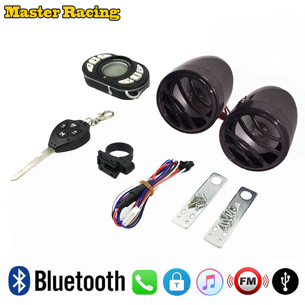 

Motorcycle Bluetooth Player Sound Audio Scooter MP3 Music Speakers Motor Security Alarm With FM Radio ATV USB Phone Charger