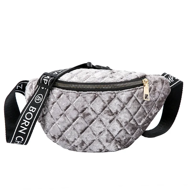 Winter Sports Fashion Solid Velour Waist Pack Women Pillow Belt Waist Bag Pouch Zipper Multi-color Ladies Fanny Pack 5 Colors