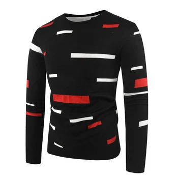 

Patchwork Striped Sweater Men 2018 Autumn Winter Mens Knitted Sweaters Casual O-neck Long Sleeve Pullover Male Sweater Hombre