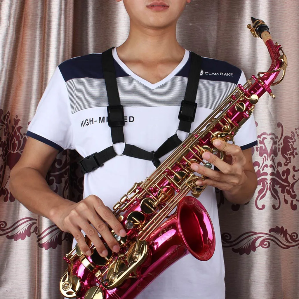Adjustable Nylon Tenor Baritone Sax Saxophone Harness Shoulder Strap  For Universal Saxophones Black