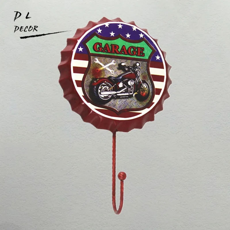 

DL-Route66 motor garage vintage beer hook home decor Clothes hook for rat rod stickers house rules wall art