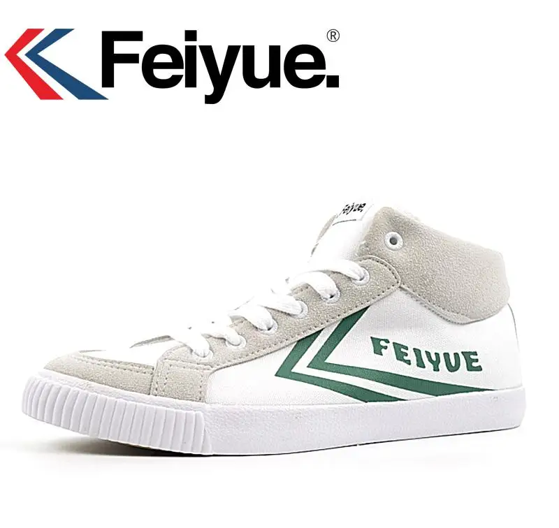 Feiyue/Коллекция года; оригинальные высокие кроссовки Knight; Классическая обувь для боевых искусств; таичи; тхэквондо; ушу; кунг-фу; мягкая удобная обувь - Цвет: Green logo  shoes