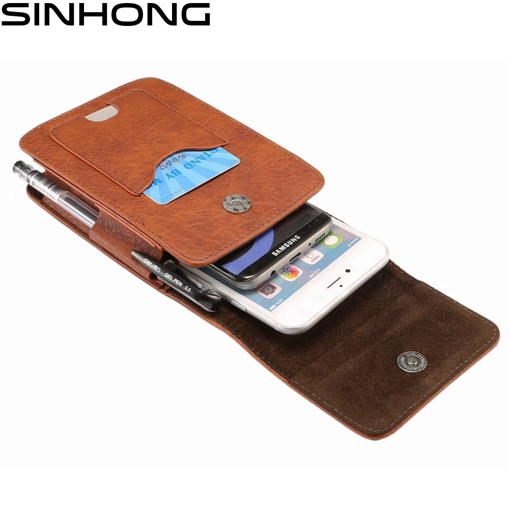 Universal Leather Belt Holster Waist Bag Card Slot Purse 6.3