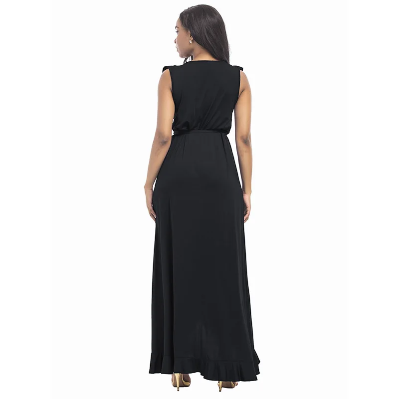 ShejoinSheenjoy Sexy Глубокий v образным вырезом оборками Для женщин длинное платье талии