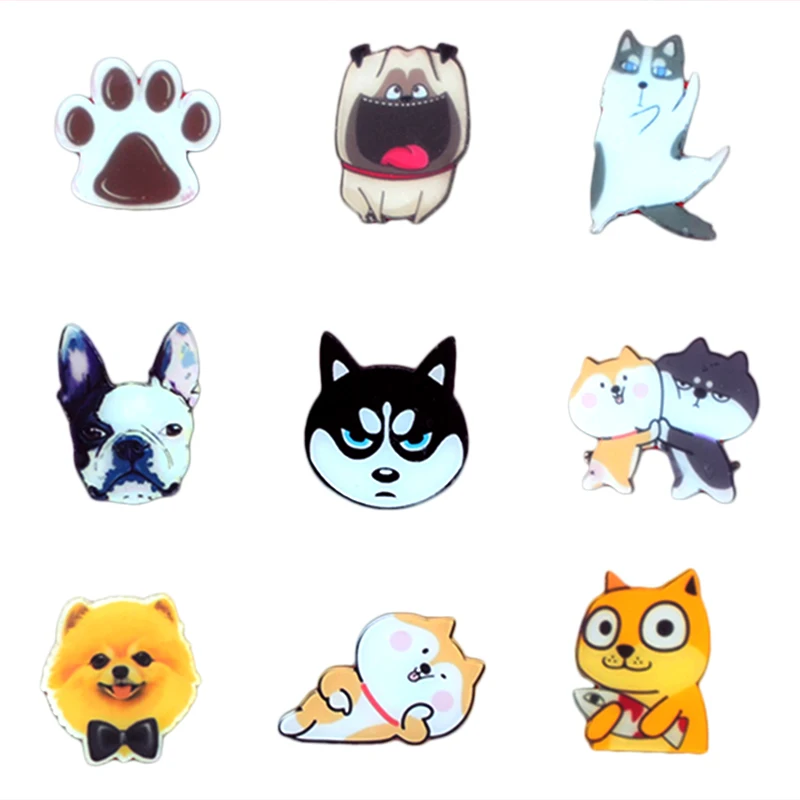 

Cute Dog Bulldog Paw Cartoon Animal Acrylic Badges Brooch Icons DIY Backpack Icons Badges For Clothing Badge Pin Accessories