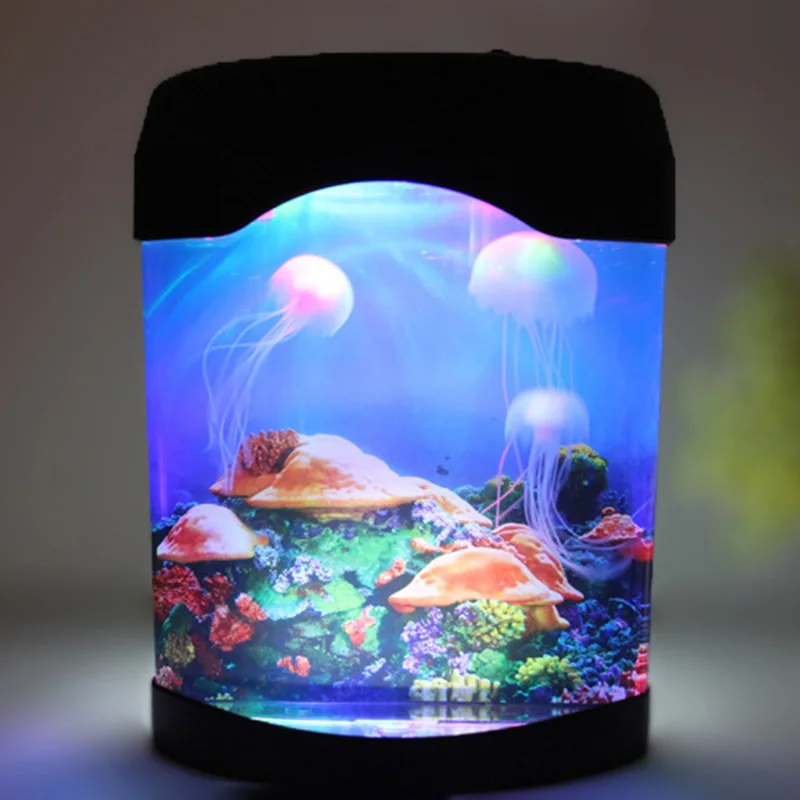 Aquarium Night Light Lamp LED Light Artificial Seajelly Tank Swimming Mood Lamp for Home Desk Decor PAK55