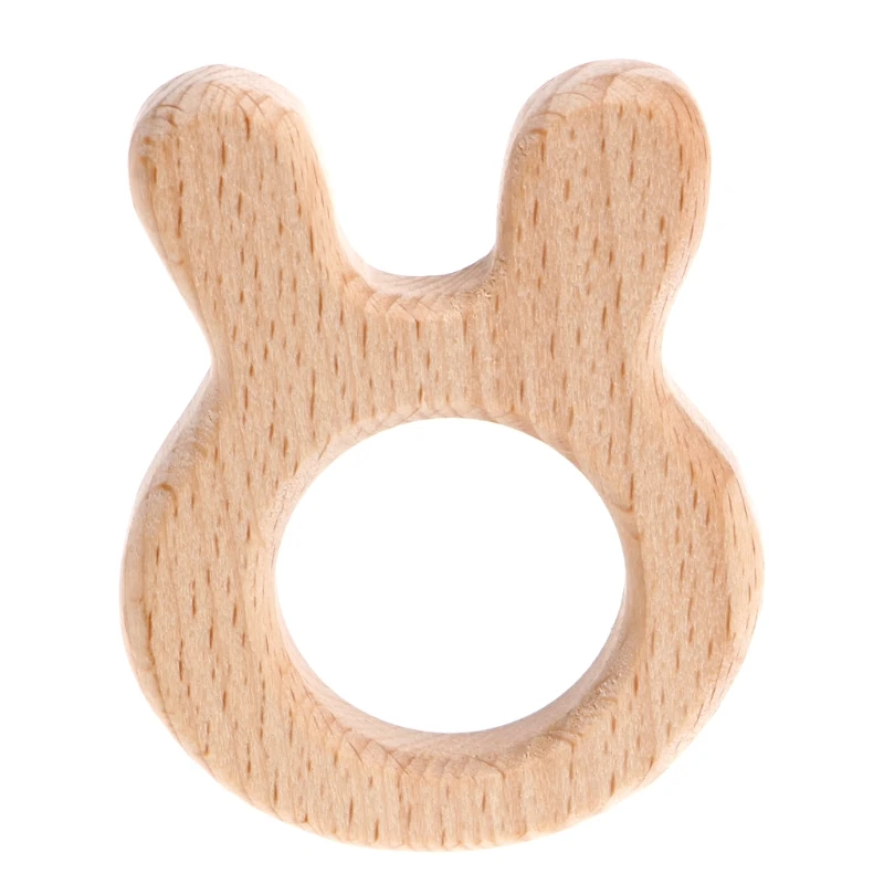 

Baby Teether Wooden Natural Teething Grasping Toy Shower Gift Toddler Newborn