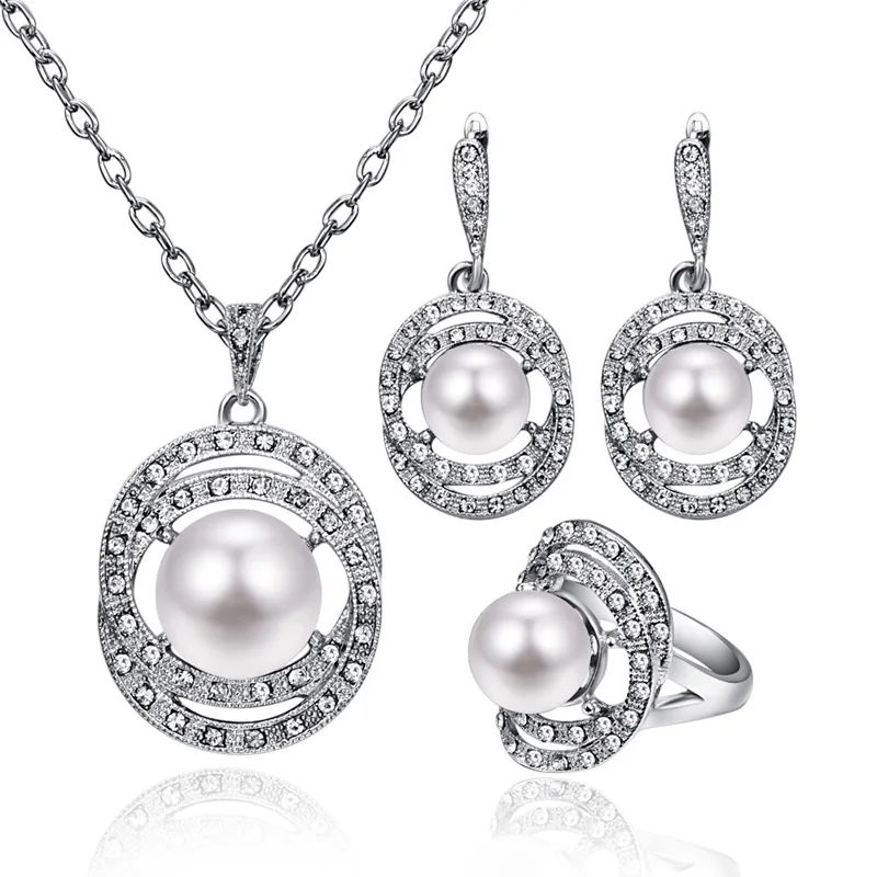 808 STORE Fine Three piece Jewelry Europe Charm Women Crystal Necklace