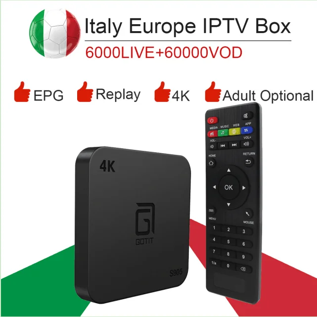 

S905 Android 7.1 smart TV box&italy super iptv subscription Germany Albania Turkey bein sport netflix ExYu adult iptv dazn