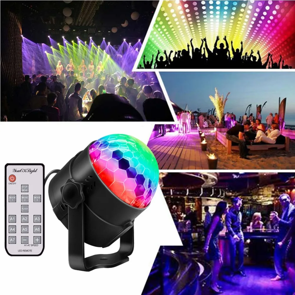 3W LED Stage Party Lights RGB Sound Activated Lamp Projection Karaoke