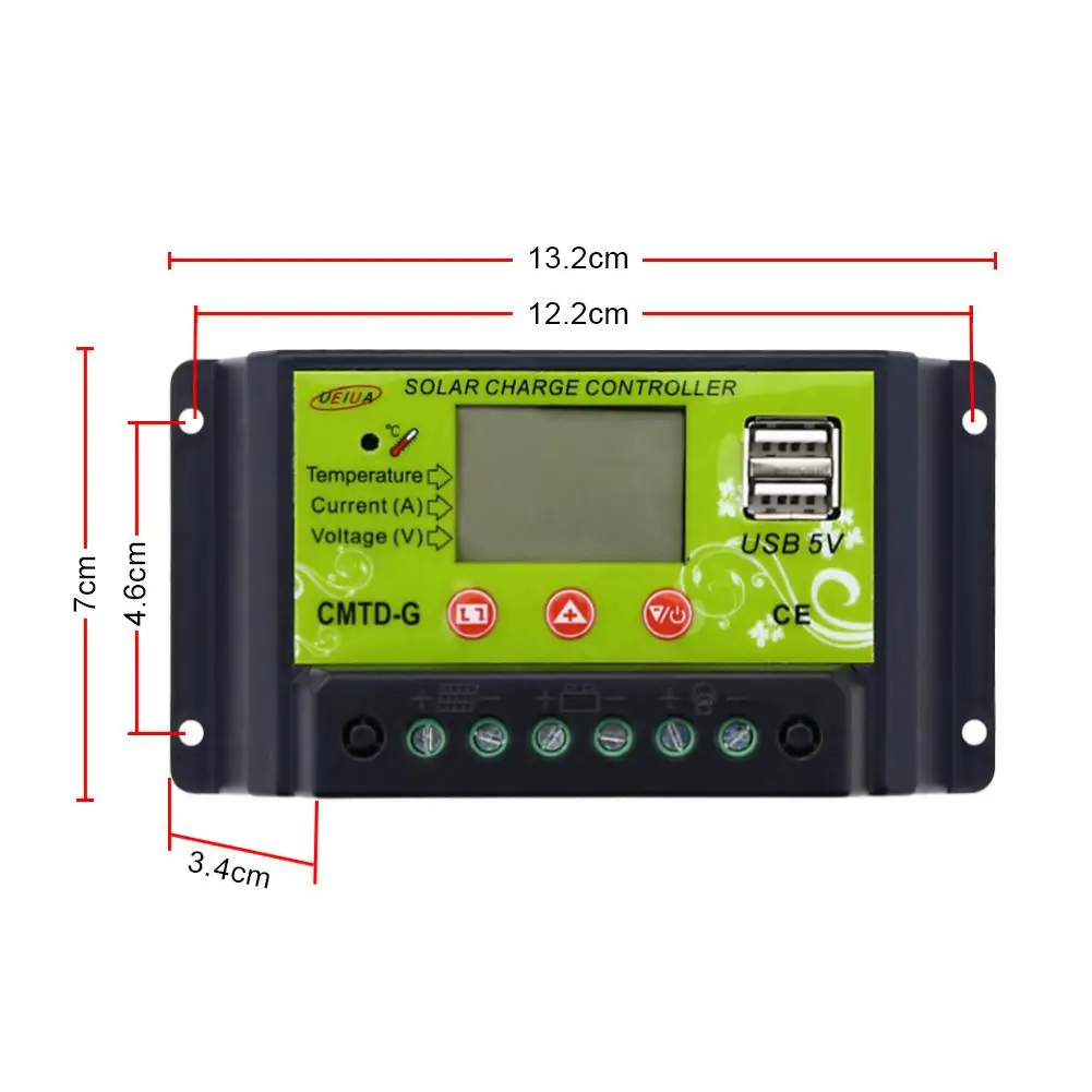 PWM 10A/20A Гибкий контроллер заряда солнечной панели 12 В 24 в ЖК дисплей USB 5 регулятор