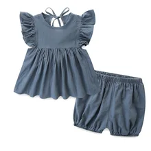 Европейская и американская мода для маленьких девочек, комплекты с оборками, детские шорты принцессы, одежда, модная одежда