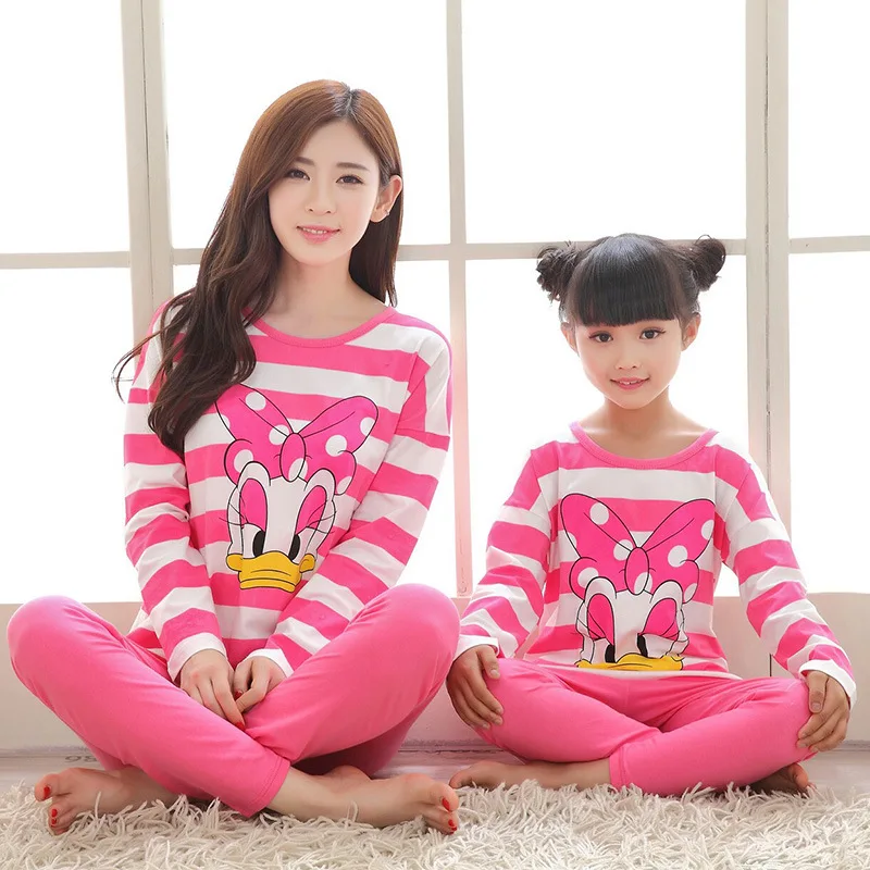 Family Christmas Pajamas Mother and Daughter Clothes Striped Pijama
