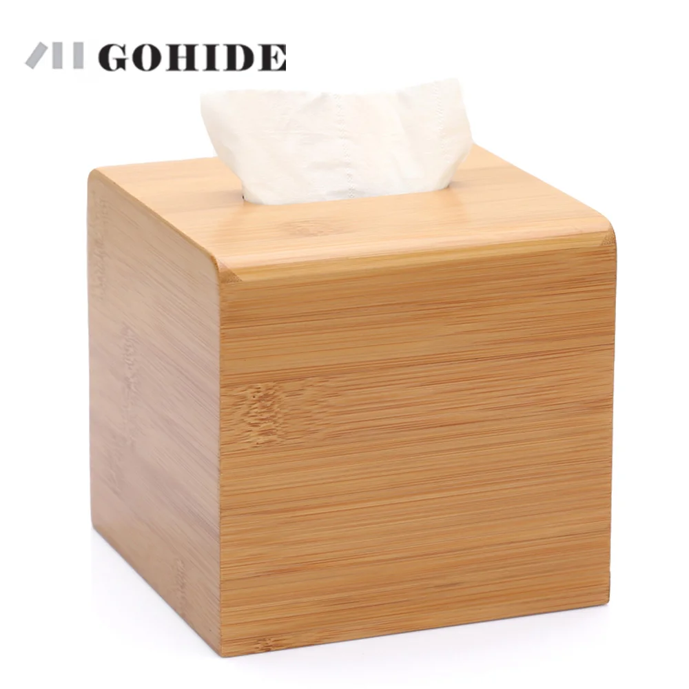 

JUHD A Bamboo Paper Towel Box Simple Style Square Storage Tissue Box Household Table Napkin Pumping Boxes Home Furnishing Hotel