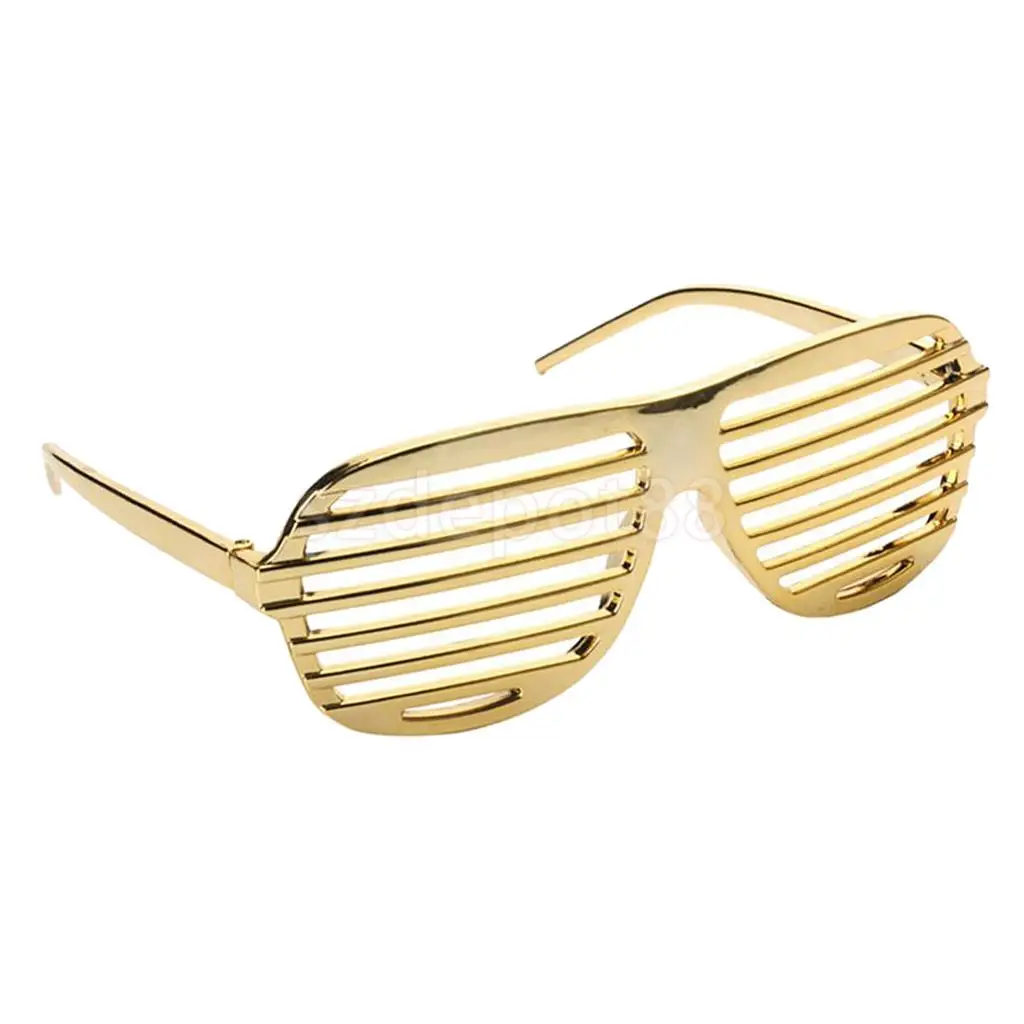Novelty Gold Shutter Shades Sunglasses Funny Fancy Dress Party Photo Props