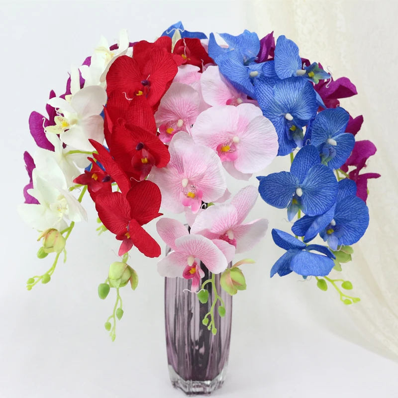 JAROWN Artificial Silk Orchid Flower Simulation 8 Heads Butterfly Orchid Flower For Wedding Decoration Flores Home Office Decor (2)