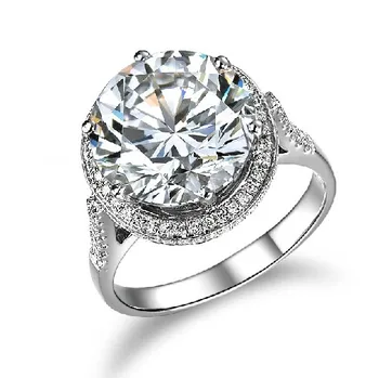 

Luxury 5Ct Lab Grown Synthetic Diamonds Ring Solid 750 White Gold Anniversary Nice Promise Ring Engagement Bridal Jewelry