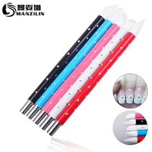 Силиконовая ручка для дизайна ногтей, скульптура, стразы, рисунок цветка, УФ-гель, акриловая ручка для выбивания, резьбы, ремесло, лак, Маникюрный Инструмент