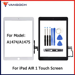 Original Quality Touch Screen For iPad 2 3 4 5 air Digitizer Front Display Glass Assembly Replacement With Home Button Adhesive