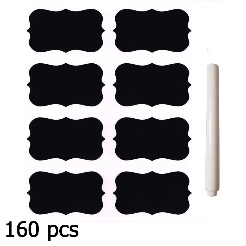 

160pcs Chalkboard Labels Custom Stickers Self-adhesive Blackboard Stickers for Jars and Glass Decoration Fancy Waterproof