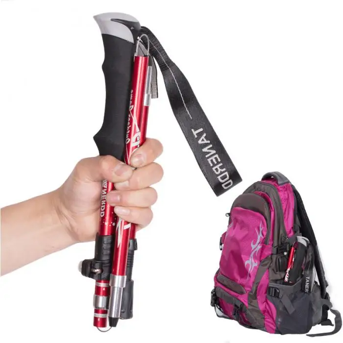 Liga de Alumínio Recentemente Caminhadas Bengala Ultra-leve Seção Ajustável Trekking Pólos Alpenstock 19ing 5 6 Esporte e Lazer