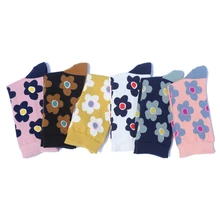 Эксклюзивный, модный цвет, цветы, хлопок, женские носки высшего качества, оригинальные, большие, с цветочным рисунком, носки, милые, милые, женские, осенние носки