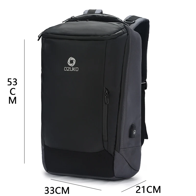 Большой Вместительный деловой мужской рюкзак для путешествий с usb зарядкой, водонепроницаемая мужская сумка для ноутбука 17,3 дюймов, модный багажный рюкзак для мужчин - Цвет: Big Gray Backpack