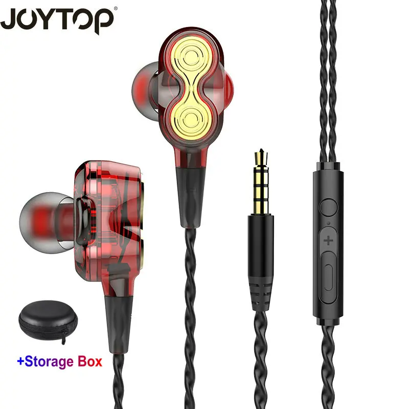 

JOYTOP New Dual Driver earphones tweeter woofer steoreo sound In-Ear Earphones With Mic for PC Phone Sports dual driver earbud