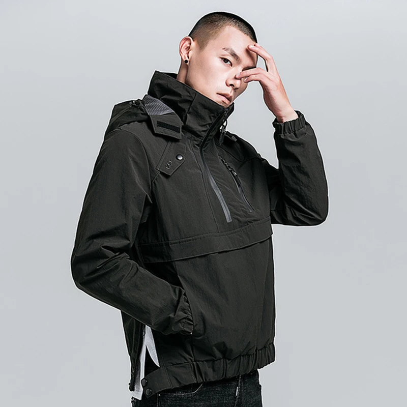 Autumn New Casual Men Jacket Streetwear Windbreaker Hooded Mens Bomber Jacket Waterproof Man Pullover Windcheater Coats