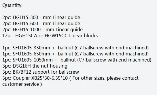 HGR20 HGR15 линейный рельс 6 компл. guida lineare с 12 шт. линейный подшипник HGH15CA+ SFU1605 шариковый винт ЧПУ Запчасти - Цвет: 3-300-600-1000