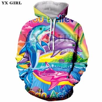 

YX Girl Brand Top Cartoon Dolphin Rainbow 3d Printed Hoodies for Women/Men Autumn Hoodie Sweatshirt Casual Pullover Plus sizze